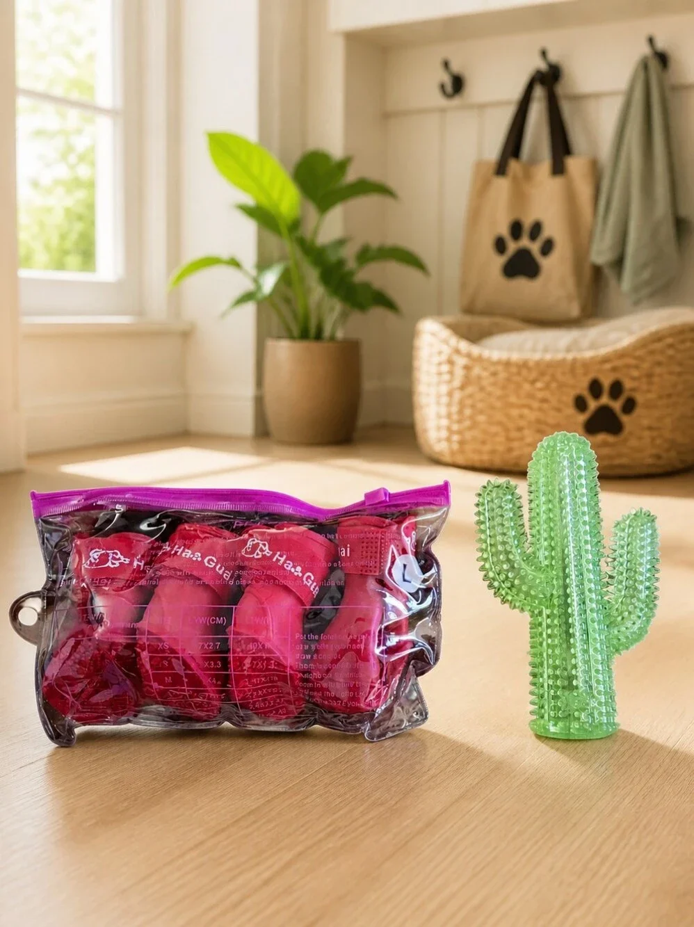 📣 Dog 🐕 Rain ☔ Snow ❄ Rubber Size Large Boots & Glow in the Dark Cactus Toy 🌵